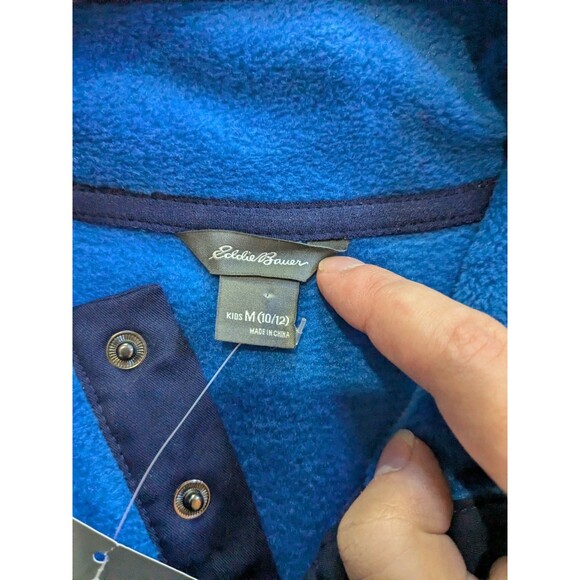 NWT Eddie Bauer Blue Gray Fleece Sweater Jacket Youth Boys Size M 10-12 - Picture 4 of 8